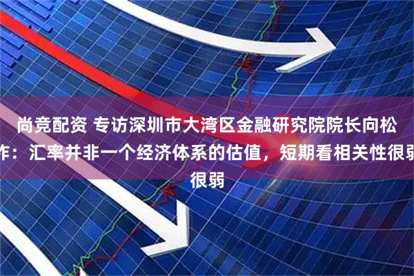 尚竞配资 专访深圳市大湾区金融研究院院长向松祚:汇率并非一个经济体系的估值,短期看相关性很弱